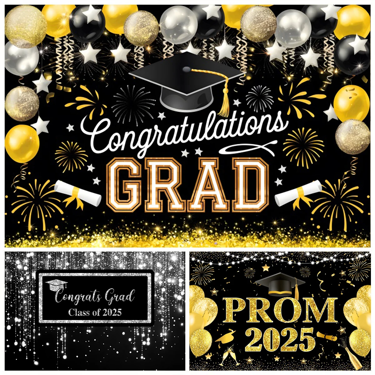 2025 Congratulations Graduation Photography Backdrop Black Gold Balloons Bachelor Hat Graduates Party Photocall Background Decor
2025 Congratulations Graduation Photography Backdrop Black Gold Balloons Bachelor Hat Graduates Party Photocall Background Decor
