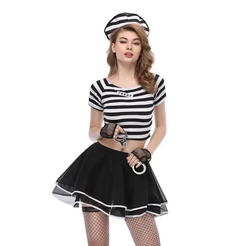 Sexy Black Striped Prisoners Cosplay Clothing Bar Game Set
Sexy Black Striped Prisoners Cosplay Clothing Bar Game Set