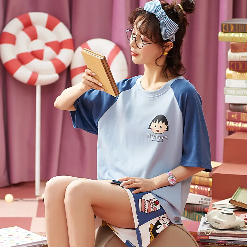 Cotton Summer Sleepwear Women's Loose Short Sleeve Thin Home Clothes Set Cute Korean Style Outerwear Breathable Cool Feeling
Cotton Summer Sleepwear Women's Loose Short Sleeve Thin Home Clothes Set Cute Korean Style Outerwear Breathable Cool Feeling