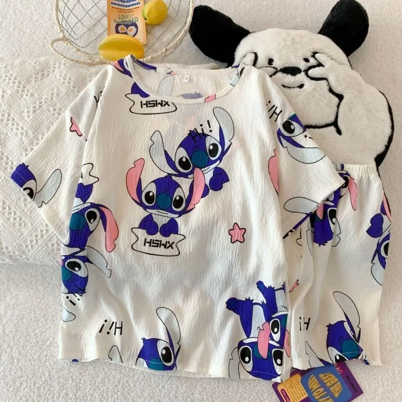 Stitch pajamas summer short-sleeved shorts comfortable two-piece cartoon cute casual Disney women's loungewear
Stitch pajamas summer short-sleeved shorts comfortable two-piece cartoon cute casual Disney women's loungewear