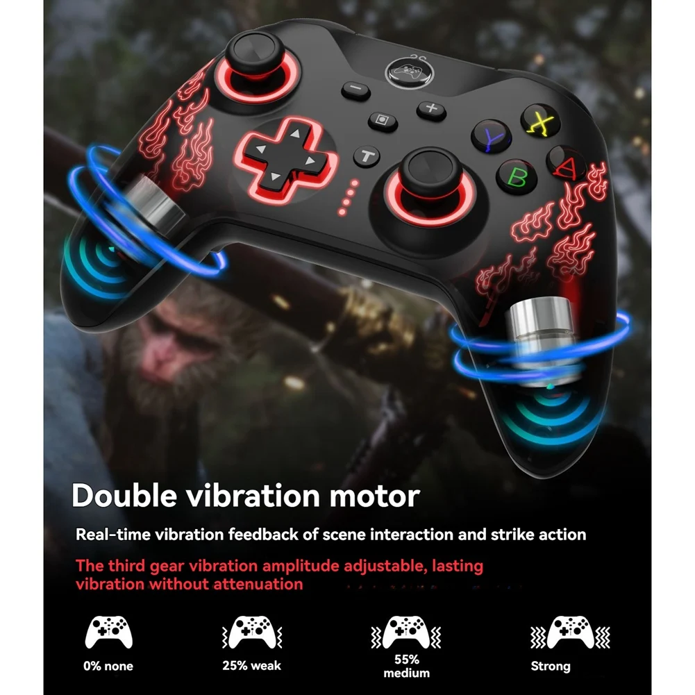 Wireless Gaming Controller With Hall Trigger RGB Light For PC/ Switch/Android Gamepad Black Myth Wukong