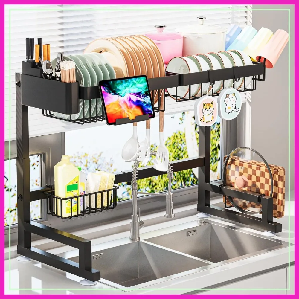 Over The Sink Dish Drying Rack, Expandable Height and Length, 2 Tier Large, Snap-On Design
Over The Sink Dish Drying Rack, Expandable Height and Length, 2 Tier Large, Snap-On Design