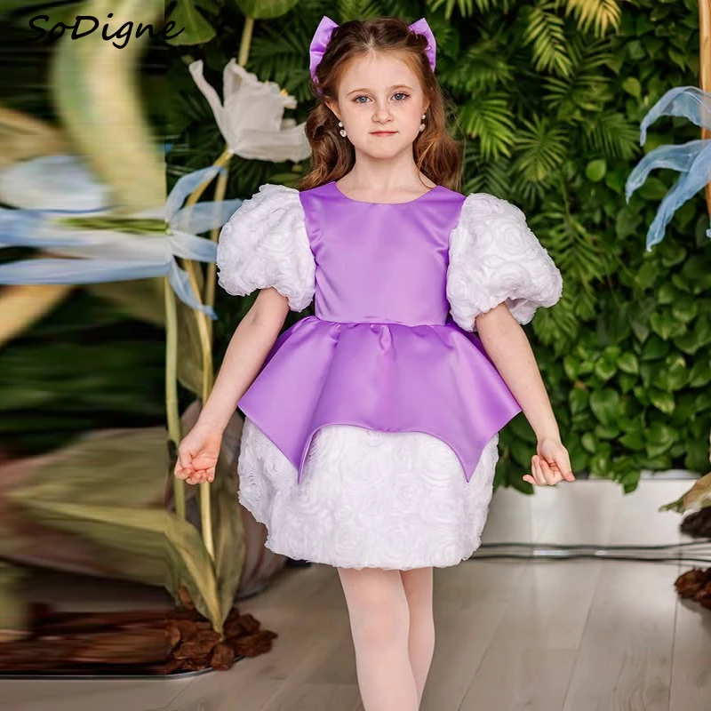 SoDigne 3D Flower A-line Satin Arab Flower Girl Dress O-neck Short Sleeves Kid Gown Princess Girl Birthday Party Dress Customize
SoDigne 3D Flower A-line Satin Arab Flower Girl Dress O-neck Short Sleeves Kid Gown Princess Girl Birthday Party Dress Customize