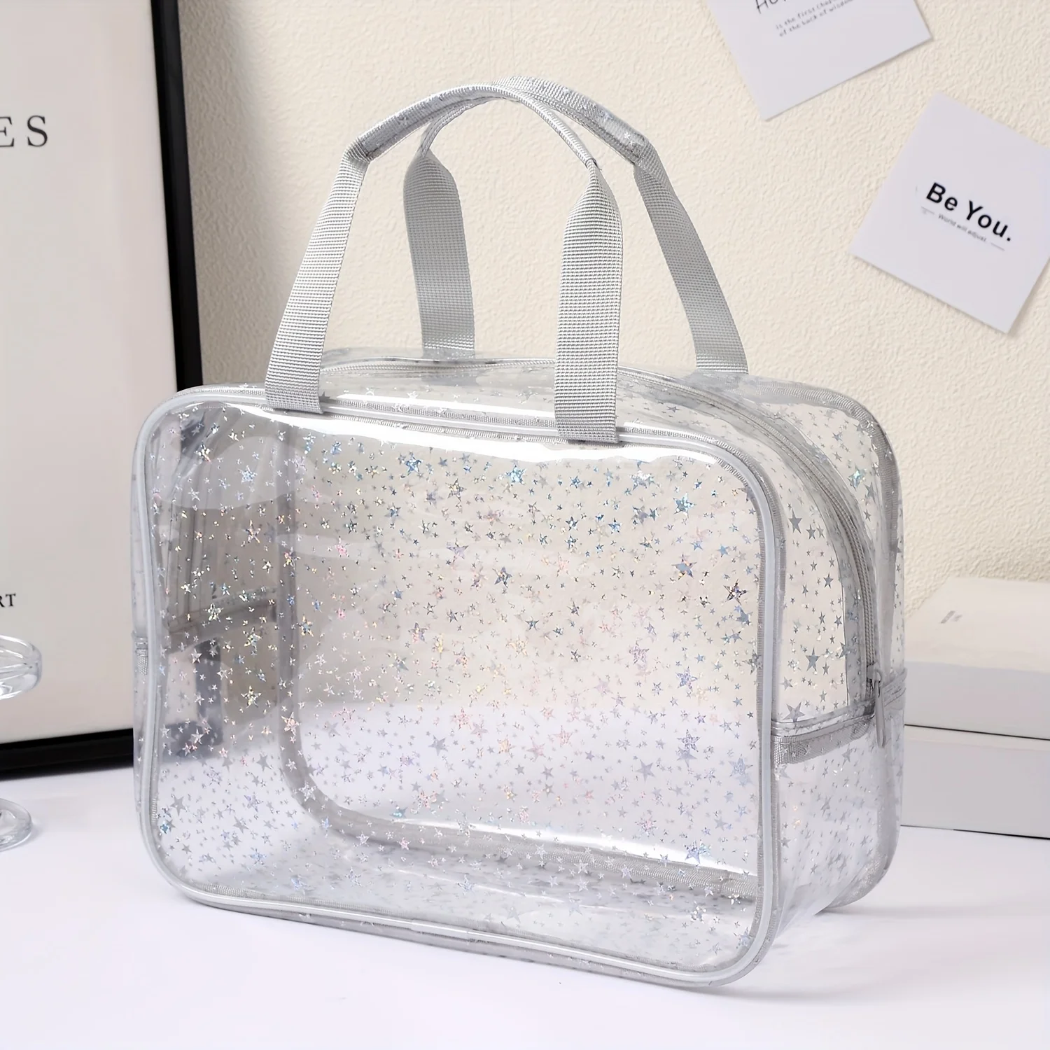 Stylish Large Capacity PVC Cosmetic Toiletry Bag Portable Hand Carry Makeup Organizer for Daily Travel and Trips
Stylish Large Capacity PVC Cosmetic Toiletry Bag Portable Hand Carry Makeup Organizer for Daily Travel and Trips