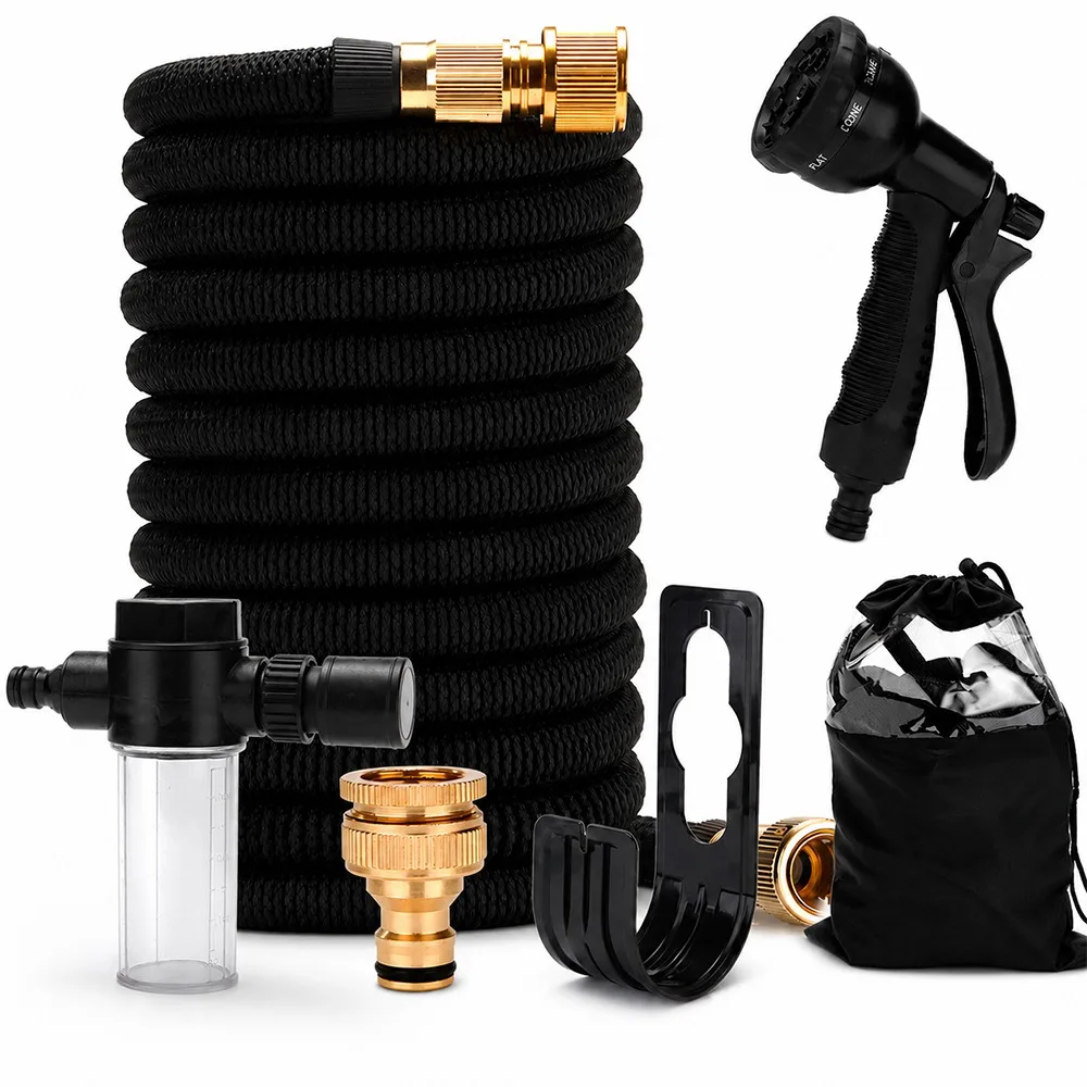 Expandable Garden Hose 100FT with 8-Mode Spray Nozzle, Foam Cannon, Brass Fittings, Leakproof Flexible Water Hose Set for Garden
Expandable Garden Hose 100FT with 8-Mode Spray Nozzle, Foam Cannon, Brass Fittings, Leakproof Flexible Water Hose Set for Garden