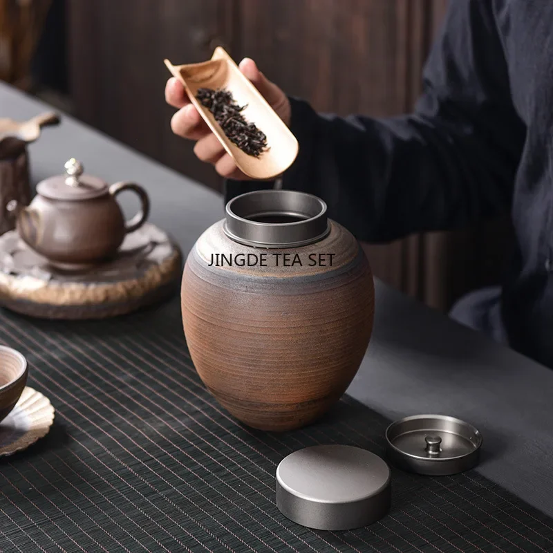 Large coarse pottery tea can moisture-proof retro awakening tea can ceramic tea sealed storage can
Large coarse pottery tea can moisture-proof retro awakening tea can ceramic tea sealed storage can
