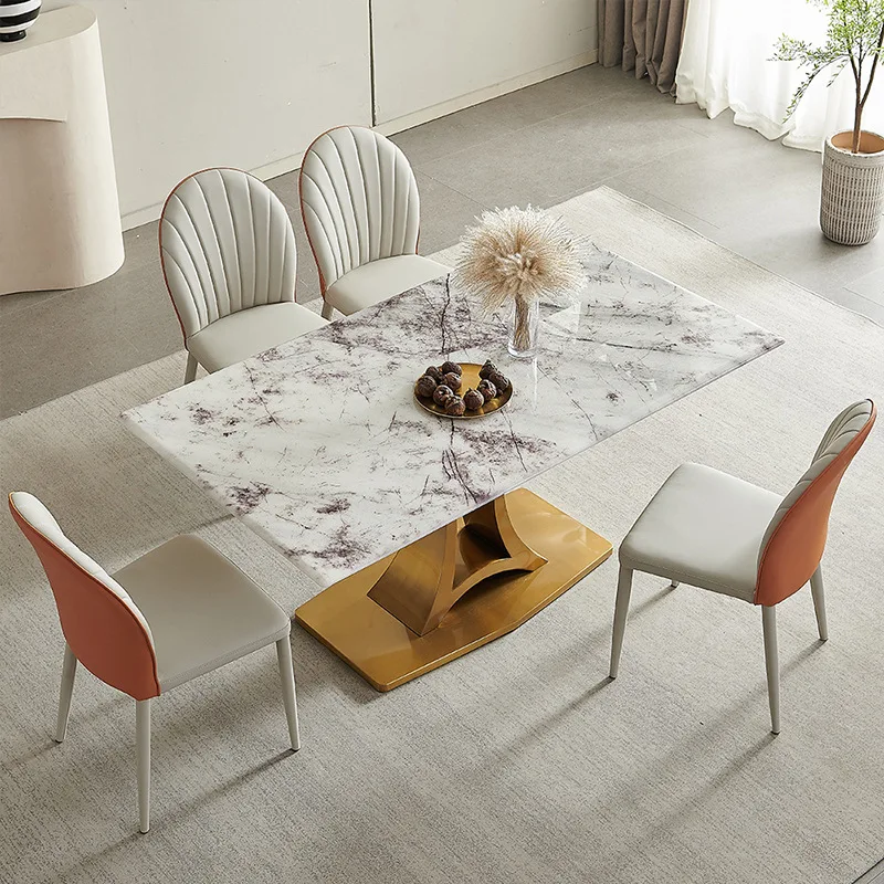 Italian light luxury rock slab stainless steel dining table modern simple small household dining table
Italian light luxury rock slab stainless steel dining table modern simple small household dining table