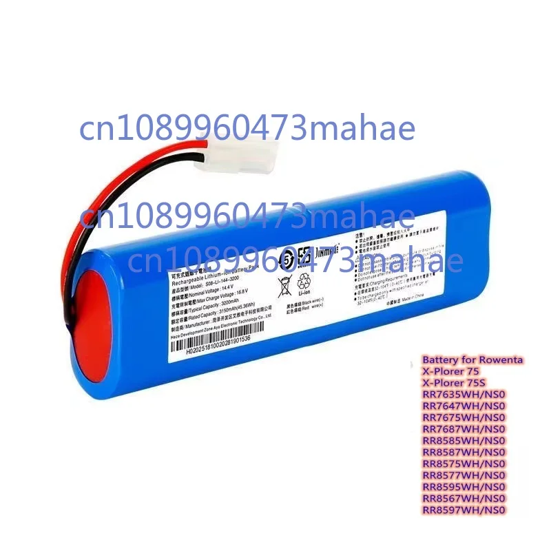 2800mAh Robot Vacuum Cleaner Battery for Rowenta X-Plorer 75,S75,75S,RR7635WH,RR7647WH,RR7675WH,RR7687WH,RR8585WH,RR8587WH
2800mAh Robot Vacuum Cleaner Battery for Rowenta X-Plorer 75,S75,75S,RR7635WH,RR7647WH,RR7675WH,RR7687WH,RR8585WH,RR8587WH