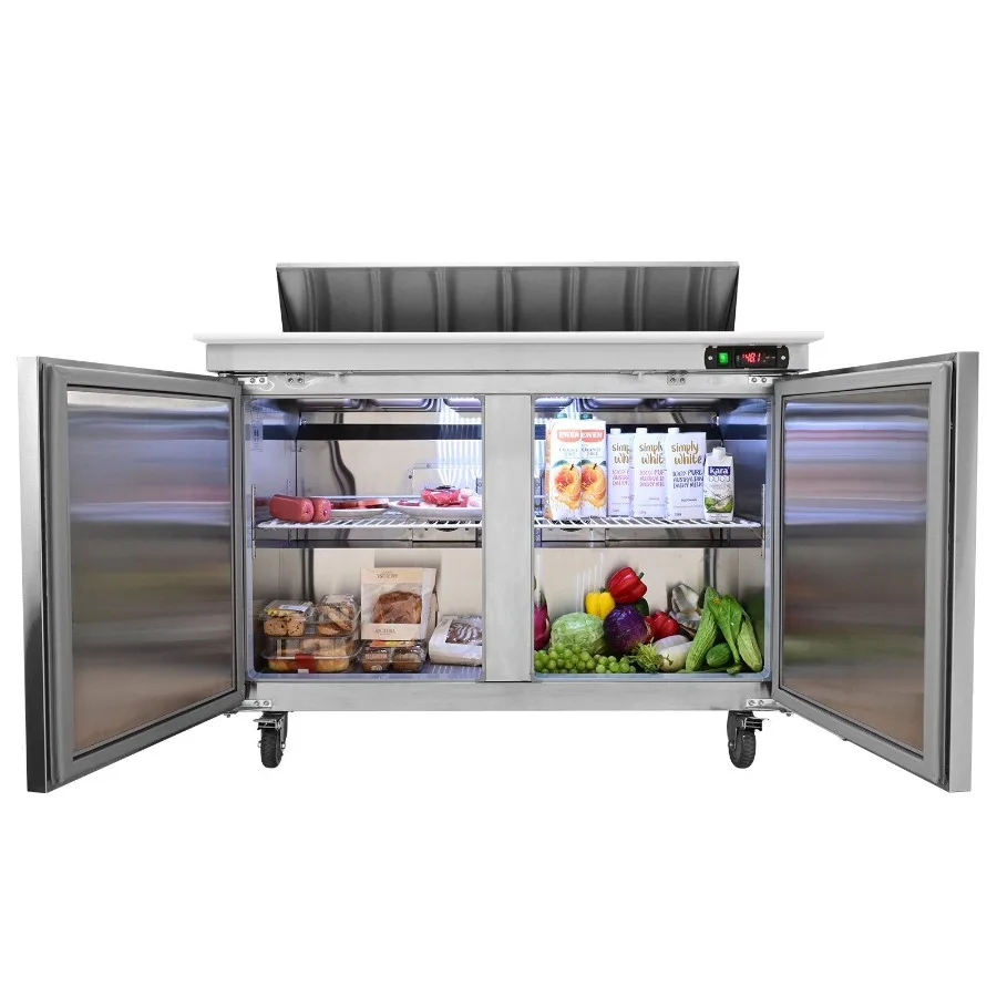 Commercial Refrigerator 48 Sandwich Salad Prep Table 12.85 Cu. Ft Thick Stainless Steel Refrigerated Food Prep Station with 12
Commercial Refrigerator 48 Sandwich Salad Prep Table 12.85 Cu. Ft Thick Stainless Steel Refrigerated Food Prep Station with 12