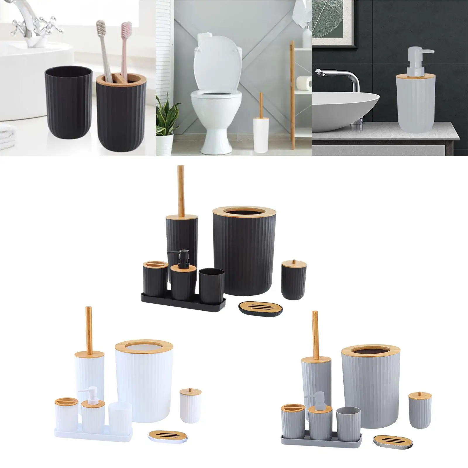 7Pcs Bathroom Accessories Set Lotion Dispenser Plastic Decorative Tumbler Toilet Brush for Countertop Restaurants Clubs Home
7Pcs Bathroom Accessories Set Lotion Dispenser Plastic Decorative Tumbler Toilet Brush for Countertop Restaurants Clubs Home