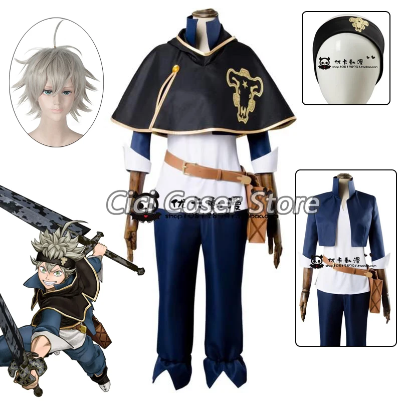 Anime Clover Asta Cosplay Costume Cloak Headband Wig Black Bull Uniform Customized Men Woman Halloween Party Carnival Outfits
Anime Clover Asta Cosplay Costume Cloak Headband Wig Black Bull Uniform Customized Men Woman Halloween Party Carnival Outfits