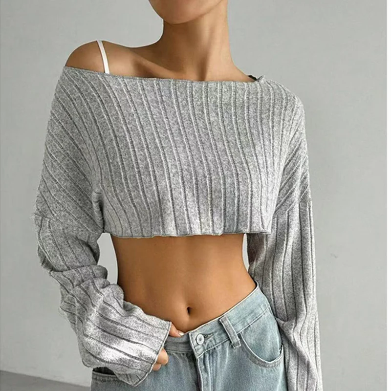 European and American Women's Spring and Summer Stripe Solid Color Loose Asymmetric Collar Rib Drop Shoulder Long Sleeve Short t
European and American Women's Spring and Summer Stripe Solid Color Loose Asymmetric Collar Rib Drop Shoulder Long Sleeve Short t