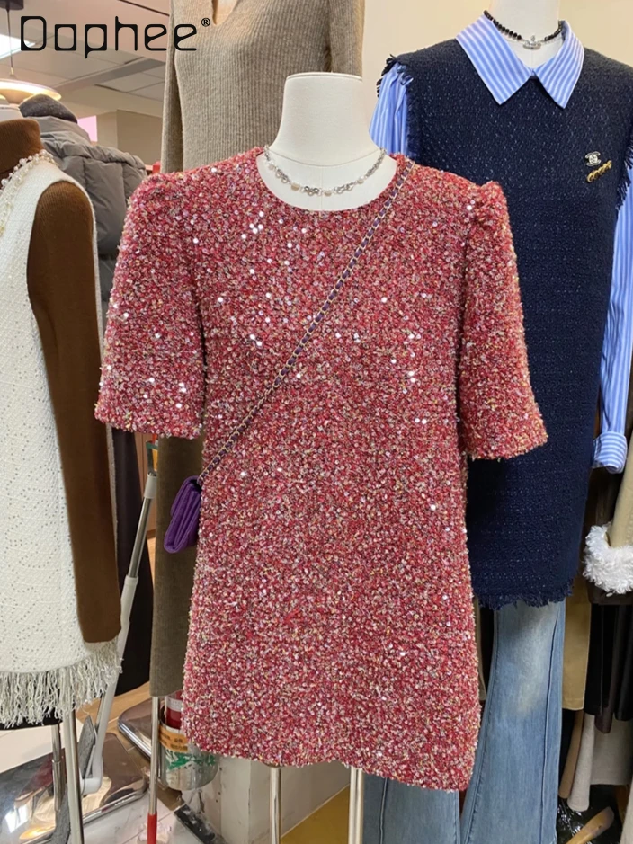 Spring New French Temperament Round Neck Bubble Sleeve Short Sleeve Sequined Dress Women Commuter Style Fashion A-line Dresses
Spring New French Temperament Round Neck Bubble Sleeve Short Sleeve Sequined Dress Women Commuter Style Fashion A-line Dresses