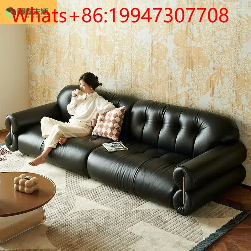 New leather sofa Italian minimalist modern living room size apartment cowhide light luxury retro advanced straight row sofa
New leather sofa Italian minimalist modern living room size apartment cowhide light luxury retro advanced straight row sofa