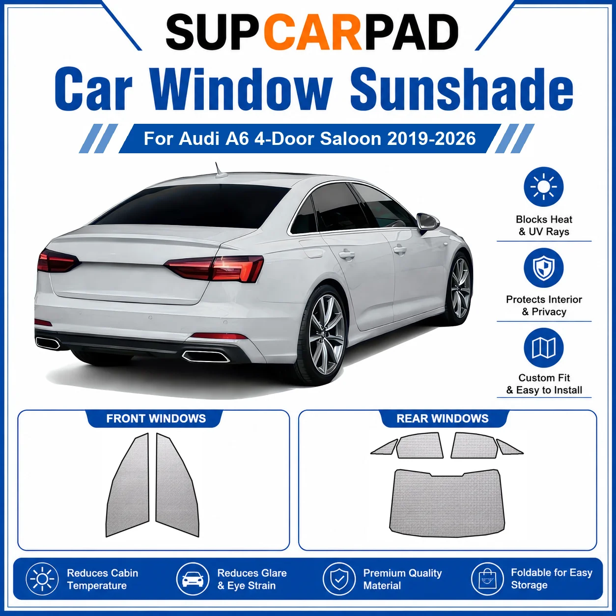 For Audi - Audi A6 4-Door Saloon 2019-2026 Full Set Car Window Sunshades UV Block Privacy Heat Insulated Foldable Car Curtain
For Audi - Audi A6 4-Door Saloon 2019-2026 Full Set Car Window Sunshades UV Block Privacy Heat Insulated Foldable Car Curtain