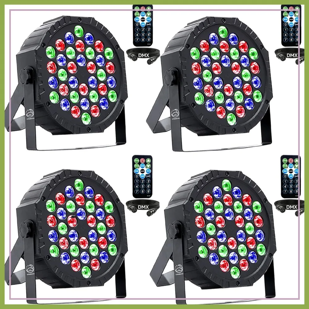 Strobe 36 DJ LED Par Light, RGB Party Lights with Sound Activated Remote DMX Control for Stage Bar Lighting (4 Packs)
Strobe 36 DJ LED Par Light, RGB Party Lights with Sound Activated Remote DMX Control for Stage Bar Lighting (4 Packs)