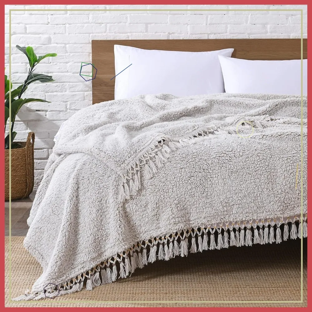 Ultra Soft Fleece Sherpa King Size Blanket, Lightweight Cozy Boho with Tassel, Reversible Ombre Pattern in Light Brown, 104"x90"
Ultra Soft Fleece Sherpa King Size Blanket, Lightweight Cozy Boho with Tassel, Reversible Ombre Pattern in Light Brown, 104"x90"