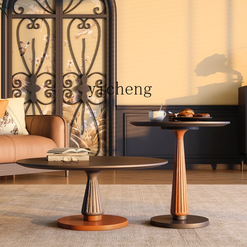XL wood French retro tea black simple antique ash wood size round coffee table combination
XL wood French retro tea black simple antique ash wood size round coffee table combination