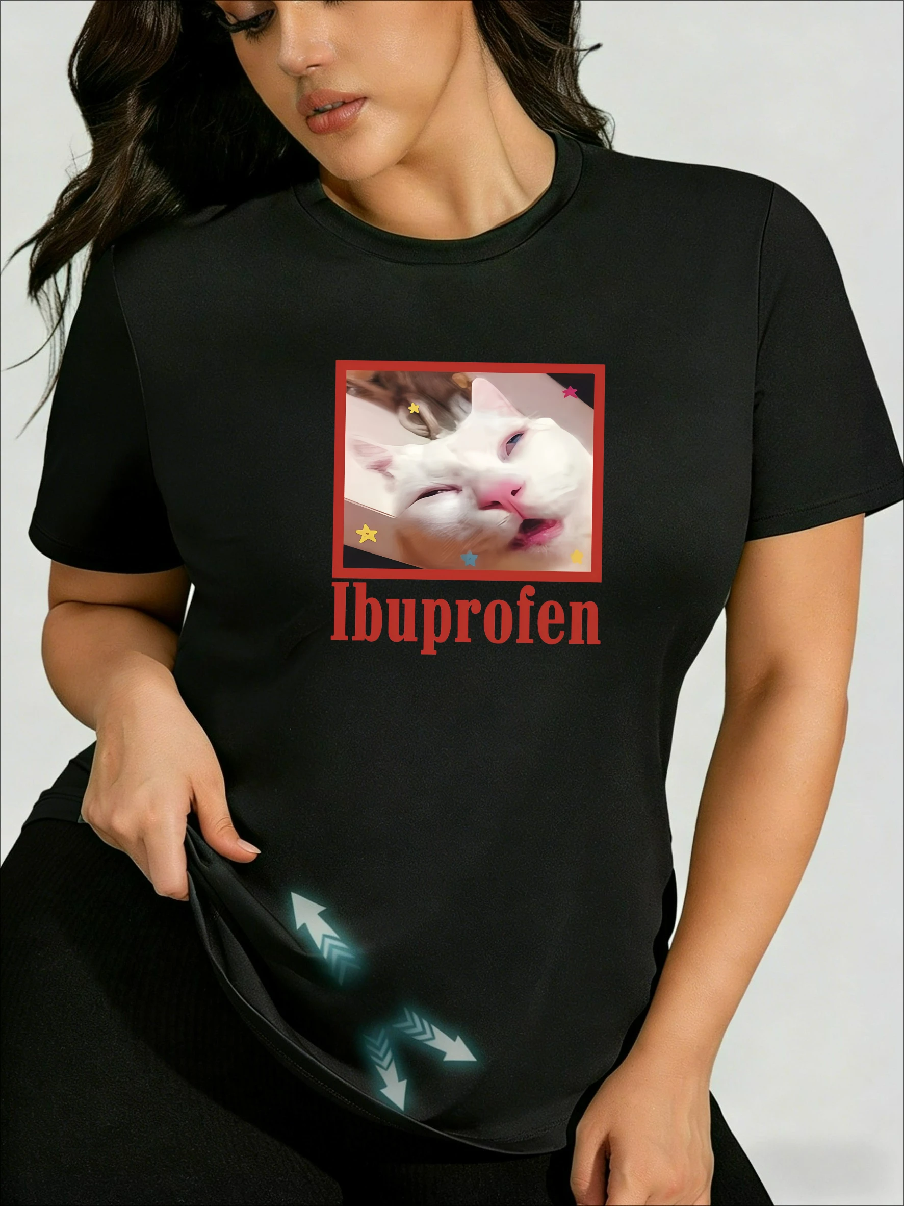 Pure Desire Style Ibuprofen Cat Design Plus Size T-shirt, Sweet & Spicy Sexy Top for Curvy Girls
Pure Desire Style Ibuprofen Cat Design Plus Size T-shirt, Sweet & Spicy Sexy Top for Curvy Girls