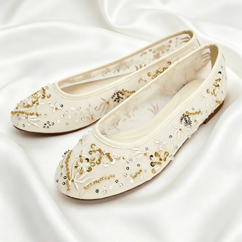 Embroidered String Bead Sparkle Details Mesh Ballet Flats Women Fashion Round-toe Mary Jane Shoes Light Comfortable Women Shoes
Embroidered String Bead Sparkle Details Mesh Ballet Flats Women Fashion Round-toe Mary Jane Shoes Light Comfortable Women Shoes