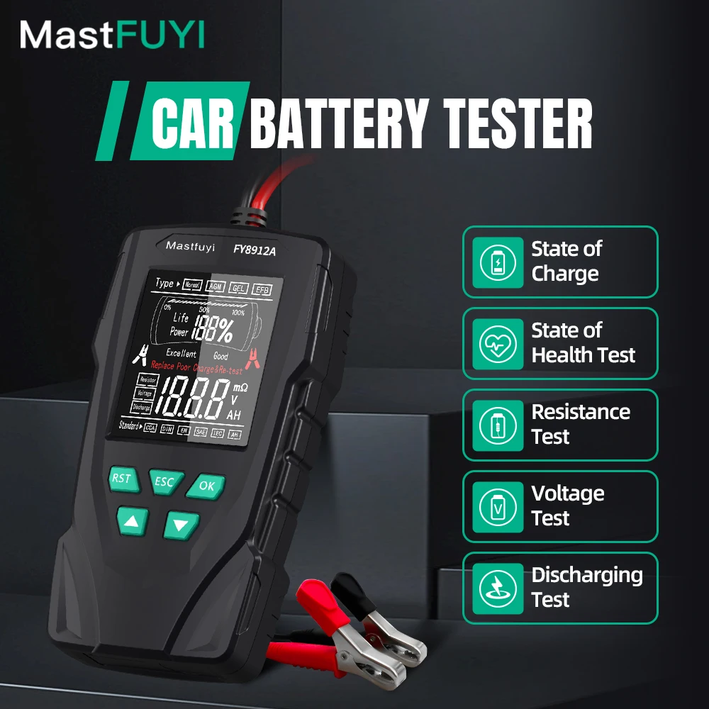 MASTFUYI Car Battery Tester 12V 24V Digital Automotive Battery Analyzer Battery Life Internal Resistance Discharge Current Test
MASTFUYI Car Battery Tester 12V 24V Digital Automotive Battery Analyzer Battery Life Internal Resistance Discharge Current Test