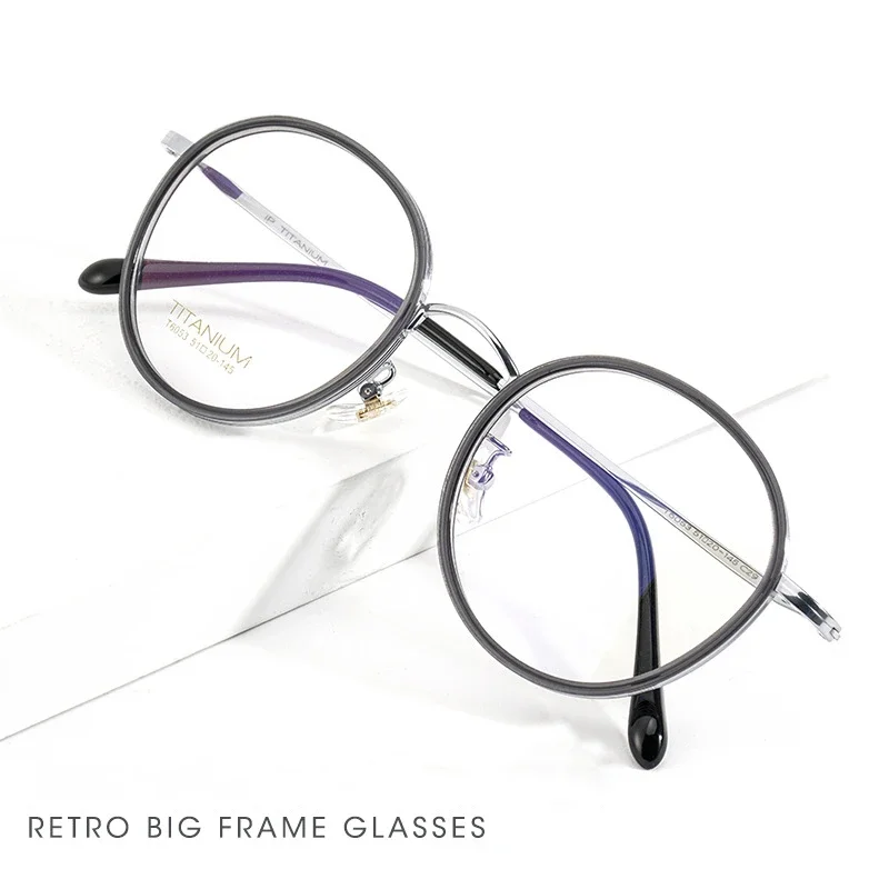 Pure Titanium Optical Prescription Eyeglasses Frame Women Super Light Flexible Temples Retro Round Myopia Eyewear Men T6053
Pure Titanium Optical Prescription Eyeglasses Frame Women Super Light Flexible Temples Retro Round Myopia Eyewear Men T6053