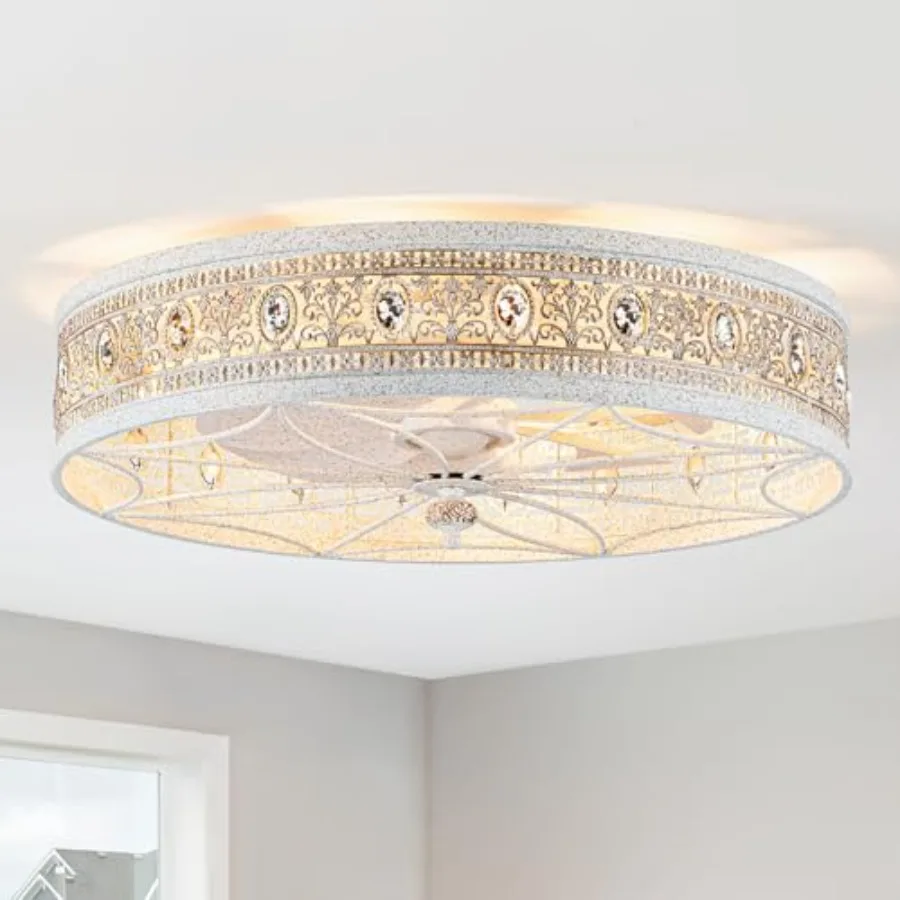 French Country Vintage Ceiling Light Fixture with Fan and Remote, Flush Mount Crystal fandelier for Girls Room or Nursery, in S
French Country Vintage Ceiling Light Fixture with Fan and Remote, Flush Mount Crystal fandelier for Girls Room or Nursery, in S