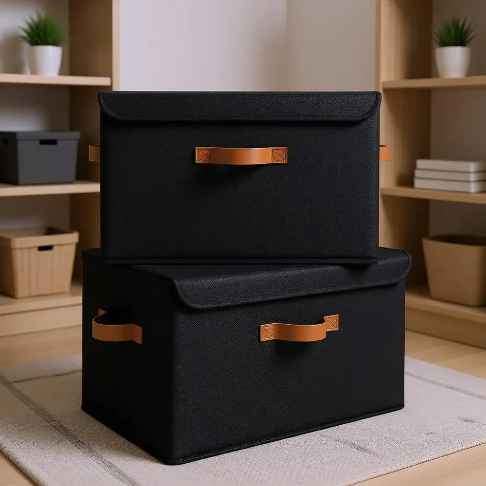 Storage Bins with Lids, Decorative Boxes with PU Handles, Closet Organizer, Shelves Baskets, Fabric Bins for Clothes, Extra Larg
Storage Bins with Lids, Decorative Boxes with PU Handles, Closet Organizer, Shelves Baskets, Fabric Bins for Clothes, Extra Larg