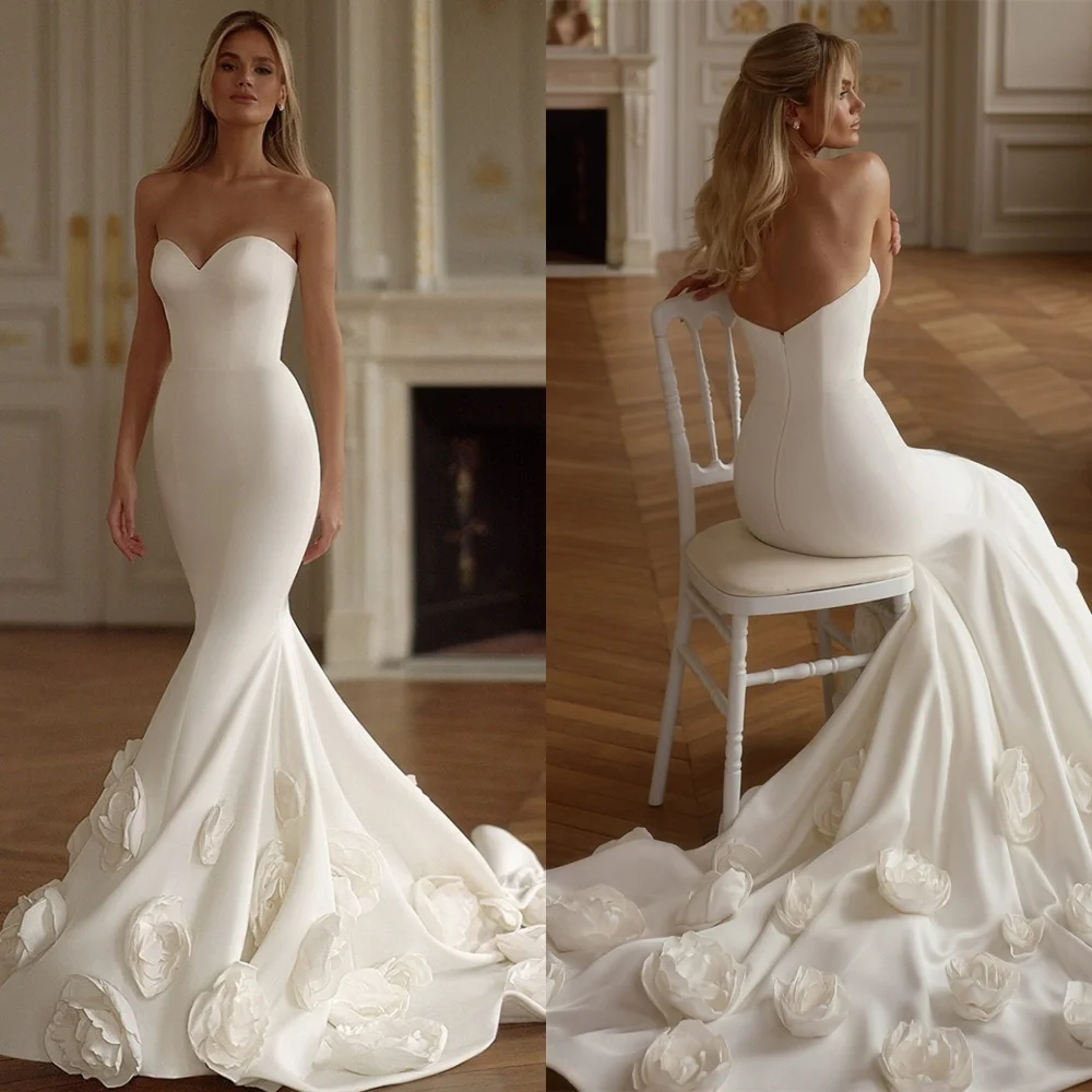 Customized White Satin Wedding Dress High Quality Strapless Detachable Sleeve Bridal Party Classic Zipper Back Vestido De Novia
Customized White Satin Wedding Dress High Quality Strapless Detachable Sleeve Bridal Party Classic Zipper Back Vestido De Novia