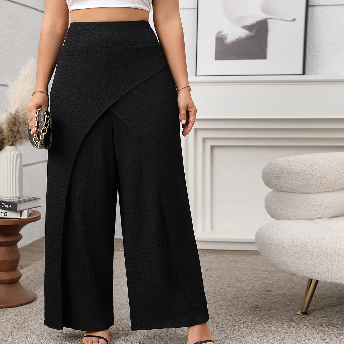 Women's Wide Leg Pants Casual Plus Size Solid Color Double Layer Loose Elastic Waist Trousers for Work Office Plus Size Pants
Women's Wide Leg Pants Casual Plus Size Solid Color Double Layer Loose Elastic Waist Trousers for Work Office Plus Size Pants