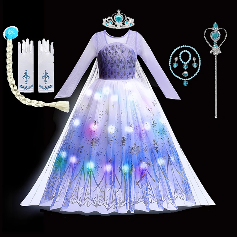 LED Light Elsa Cosplay Costume Dress for Girl Kids Winter Snow Queen Mesh Long Dress Halloween Carnival Party Clothing for 2-10Y
LED Light Elsa Cosplay Costume Dress for Girl Kids Winter Snow Queen Mesh Long Dress Halloween Carnival Party Clothing for 2-10Y