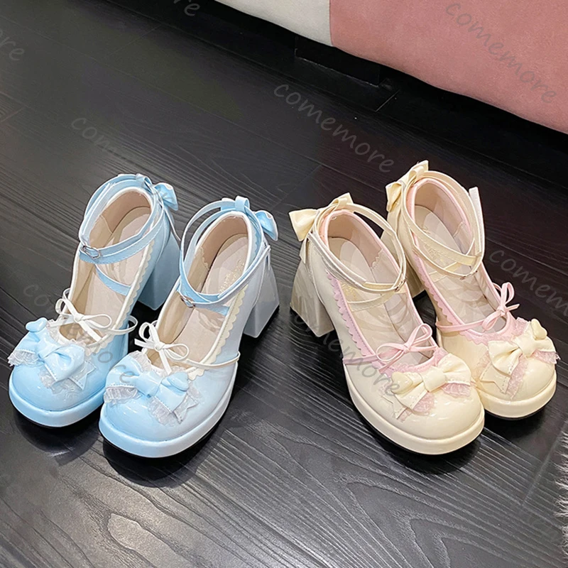 Comemore High Heels Lolita Women's Shoes Thick Bottom Sweet Cute Princess Style Bow Mary Jane Shoes Fashion College Style Pumps
Comemore High Heels Lolita Women's Shoes Thick Bottom Sweet Cute Princess Style Bow Mary Jane Shoes Fashion College Style Pumps