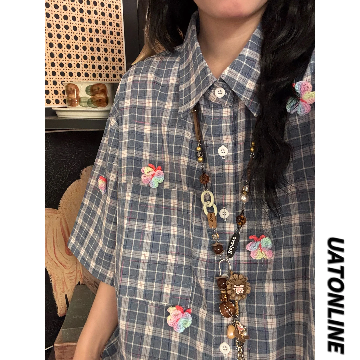 UATONLINE2026 Summer Japanese Retro Knitted 3D Flower Plaid Short Sleeve Shirt Small Size Top Women's Fashion Loose Fit Blouse
UATONLINE2026 Summer Japanese Retro Knitted 3D Flower Plaid Short Sleeve Shirt Small Size Top Women's Fashion Loose Fit Blouse