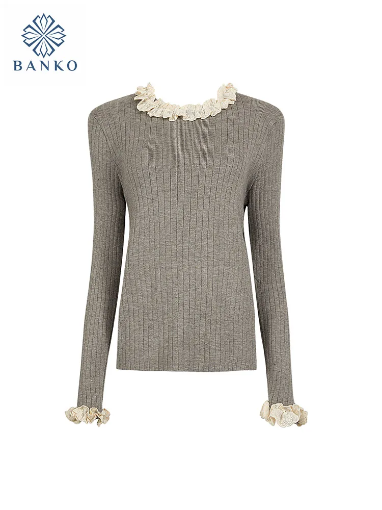 Fashion Simple Classical Knitted Sweater Vintage Lace O-Neck Long Sleeve Pullovers Office Lady Chic Spring Summer High Quality
Fashion Simple Classical Knitted Sweater Vintage Lace O-Neck Long Sleeve Pullovers Office Lady Chic Spring Summer High Quality