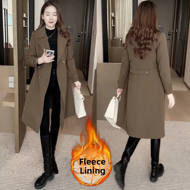 High-End Fleece-Lined Thickened Windbreaker Coat Women's Autumn Winter New Style Slimming Small Size Midi-Length Coat
High-End Fleece-Lined Thickened Windbreaker Coat Women's Autumn Winter New Style Slimming Small Size Midi-Length Coat