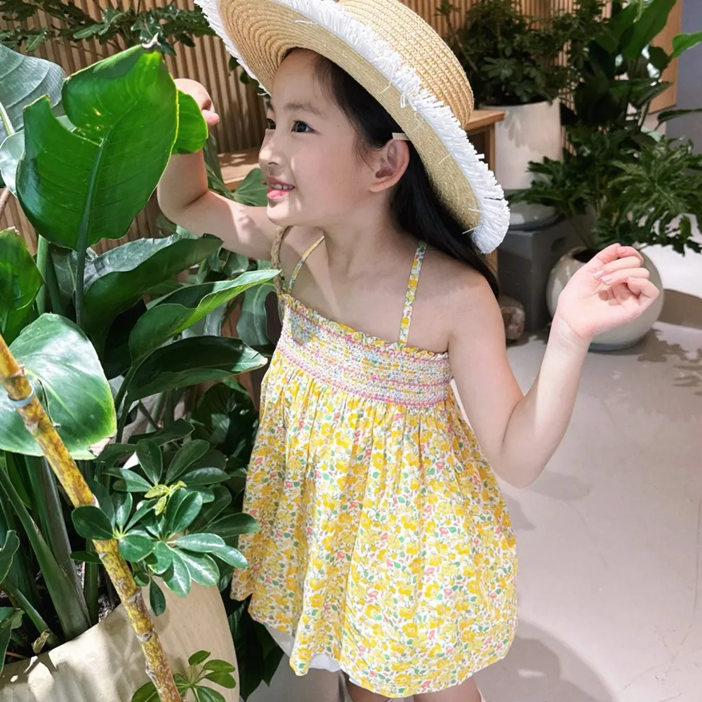 kids girls clothes summer tshirt hand-embroidered tops baby girl Yellow floral print suspender dress
kids girls clothes summer tshirt hand-embroidered tops baby girl Yellow floral print suspender dress