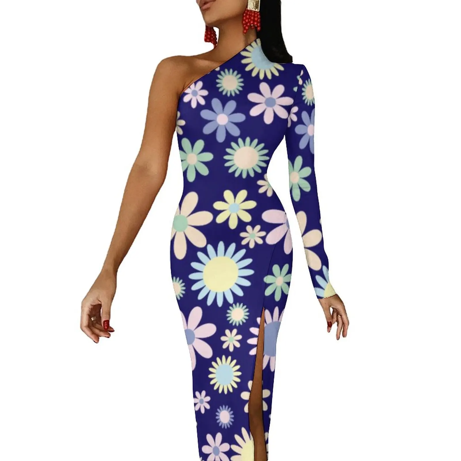 Bright Flowers Maxi Dress One Shoulder Cute Floral Print Streetwear Bodycon Dresses Spring Kawaii Dress Womens Custom Vestido
Bright Flowers Maxi Dress One Shoulder Cute Floral Print Streetwear Bodycon Dresses Spring Kawaii Dress Womens Custom Vestido