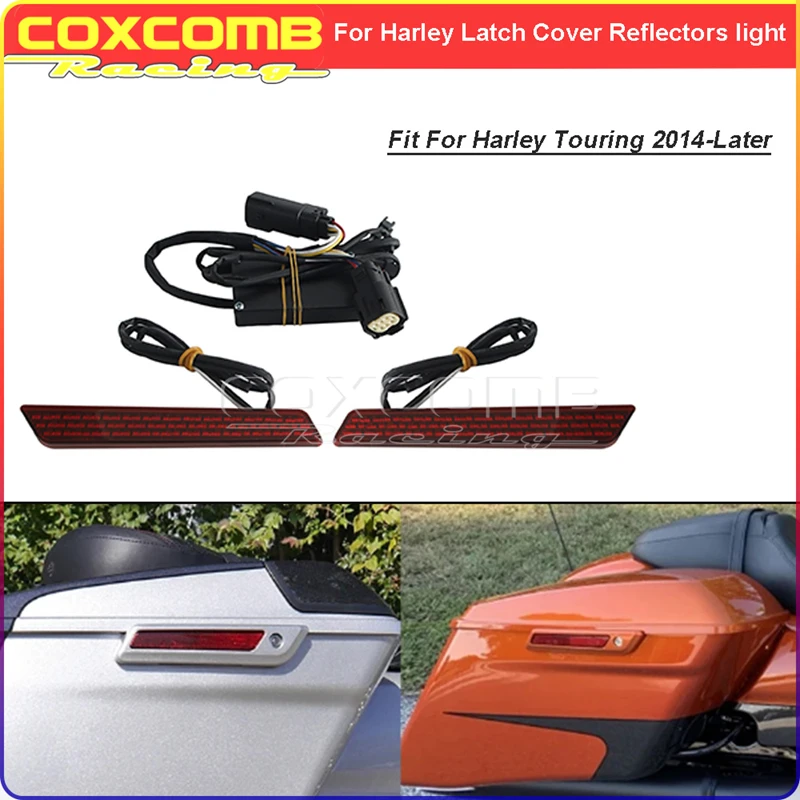 Motorcycle Latch Cover Reflectors Light Accessories For Harley Touring Road Street Glide Ultra Classic FLHXS FLHTCU 2014-later
Motorcycle Latch Cover Reflectors Light Accessories For Harley Touring Road Street Glide Ultra Classic FLHXS FLHTCU 2014-later