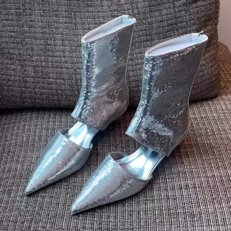 Bling Women High Heels Cool Boots Sandals Sexy Pointed Toe Shoes 2025 Summer Luxury Party Shoes Dress Pumps Zapatillas De Mujer
Bling Women High Heels Cool Boots Sandals Sexy Pointed Toe Shoes 2025 Summer Luxury Party Shoes Dress Pumps Zapatillas De Mujer