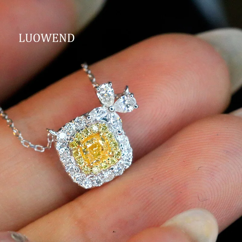 Ожерелье LUOWEND из 100% белого золота 18 карат, элегантный стиль, подвеска с натуральным желтым бриллиантом, для женщин, высококачественные свадебные украшения
Ожерелье LUOWEND из 100% белого золота 18 карат, элегантный стиль, подвеска с натуральным желтым бриллиантом, для женщин, высококачественные свадебные украшения