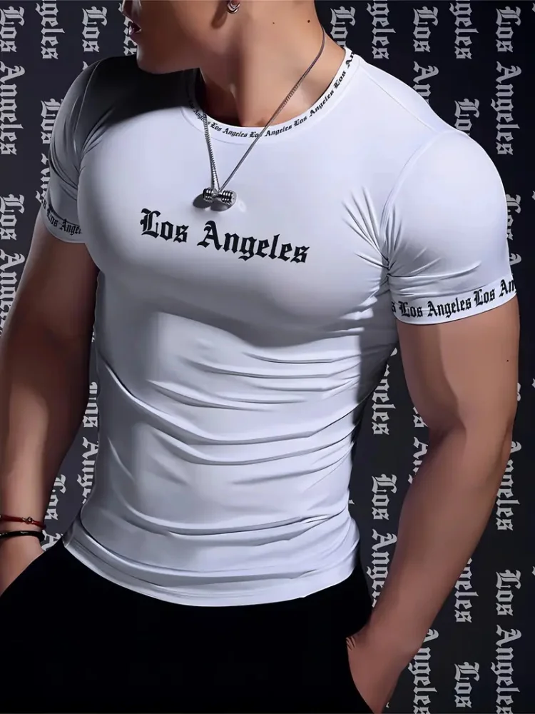 Мужская футболка с коротким рукавом и круглым вырезом с 3D принтом простых букв, городская уличная мода, мужской топ, спортивный дышащий топ с коротким рукавом 
Мужская футболка с коротким рукавом и круглым вырезом с 3D принтом простых букв, городская уличная мода, мужской топ, спортивный дышащий топ с коротким рукавом