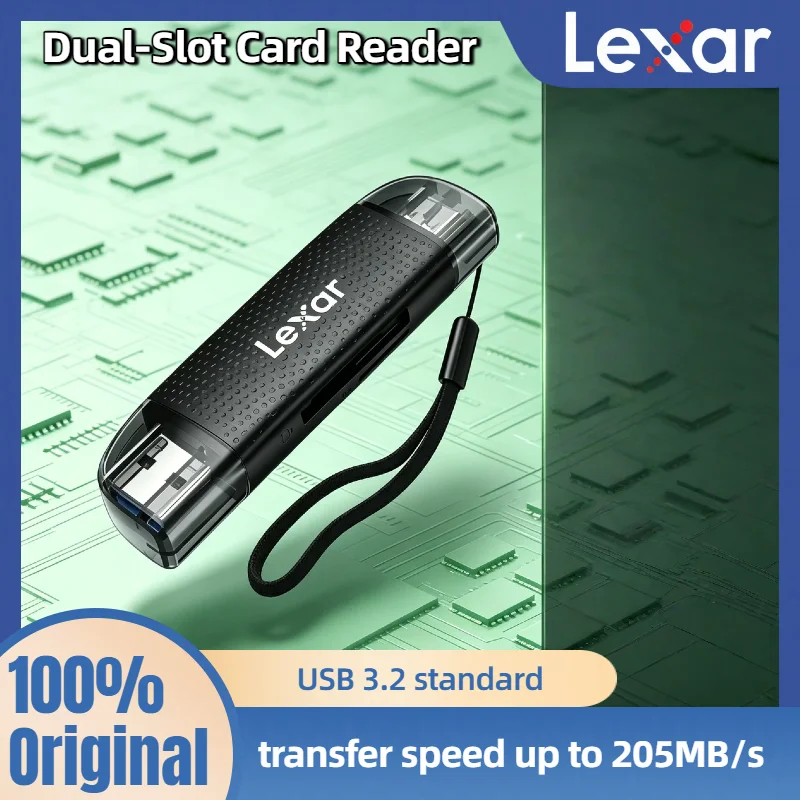 USB 3.2 Lexar Up to 205Mb/s Dual-Slot USB-A USB-C Reader SD Card Reader and Micro SD Card Reader for Computer and Phone
USB 3.2 Lexar Up to 205Mb/s Dual-Slot USB-A USB-C Reader SD Card Reader and Micro SD Card Reader for Computer and Phone
