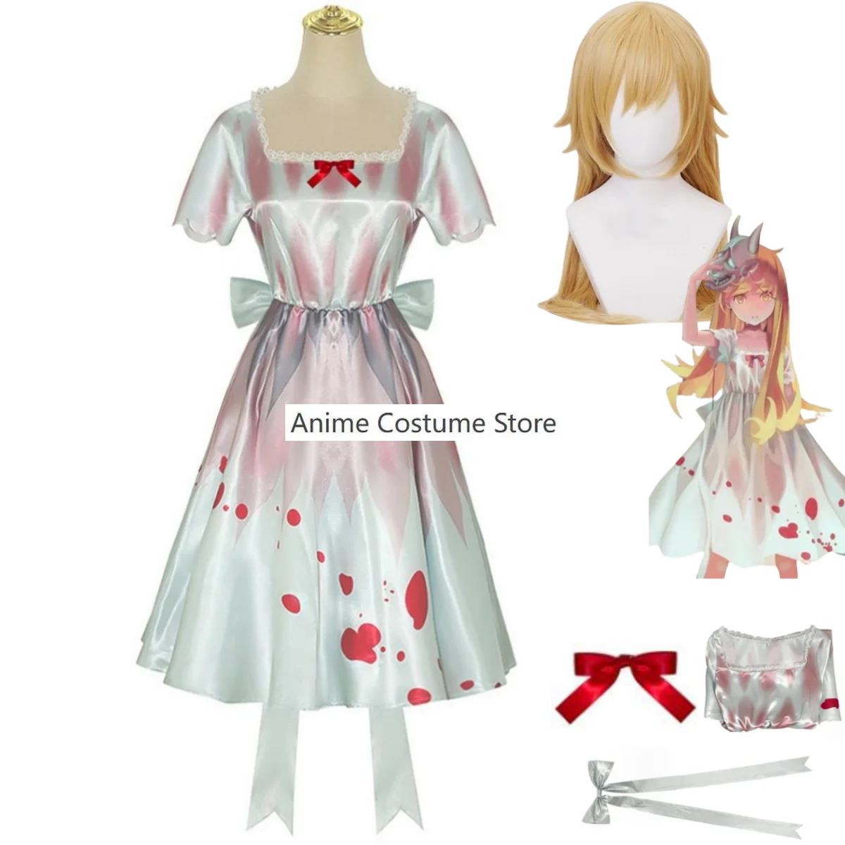 Anime Kizumonogatari Oshino Shinobu Cosplay Costume Kissshot Acerolaorion Heartunder Blade Wig Dress Woman Kawaii Party Suit
Anime Kizumonogatari Oshino Shinobu Cosplay Costume Kissshot Acerolaorion Heartunder Blade Wig Dress Woman Kawaii Party Suit