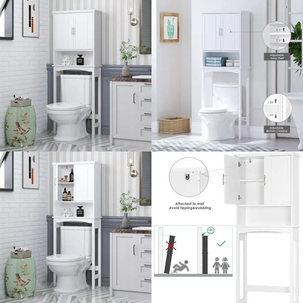 Over Toilet Storage Cabinet, White Bathroom Shelf Organizer, Space Saving Solution for Small Bathrooms
Over Toilet Storage Cabinet, White Bathroom Shelf Organizer, Space Saving Solution for Small Bathrooms