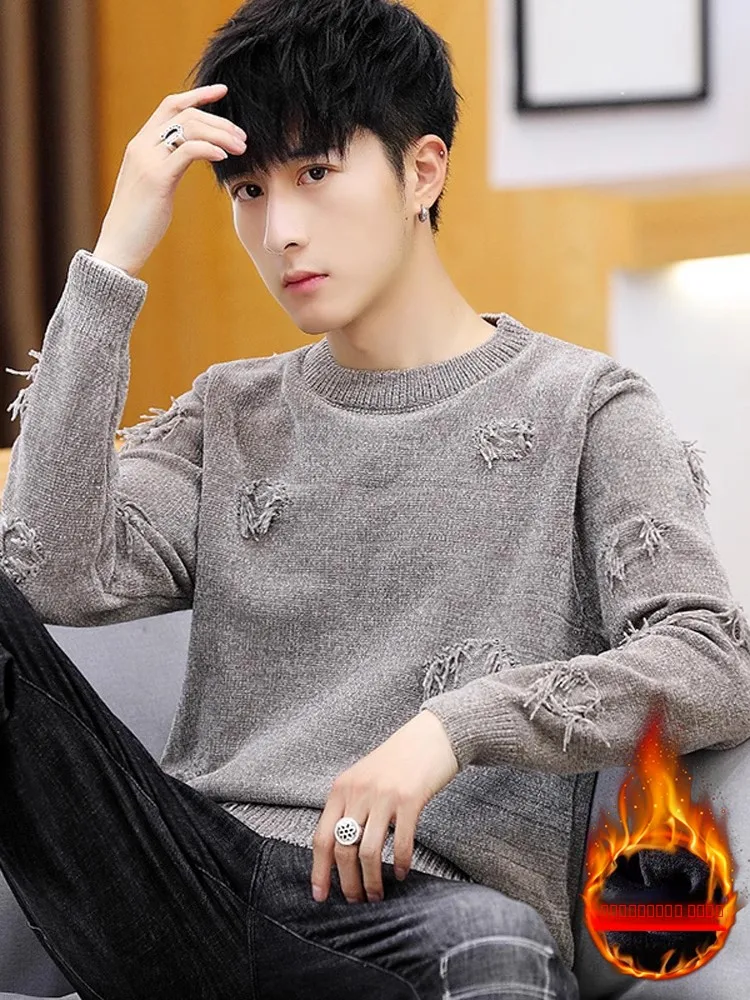 Men's round Ne Knitted Fce Lined Sweater Tear Design Casual Loose Fit Long Sve Autumn Winter Faion Personali Base...
Men's round Ne Knitted Fce Lined Sweater Tear Design Casual Loose Fit Long Sve Autumn Winter Faion Personali Base...