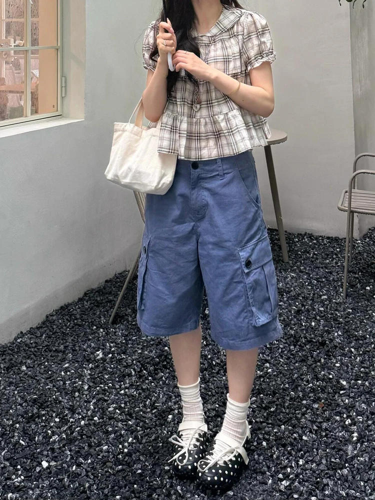 Retro American Spicy Girl Workwear Denim Shorts Women Summer Loose Multi-Pocket Five-Part Casual Wide-Leg Mid-Pants
Retro American Spicy Girl Workwear Denim Shorts Women Summer Loose Multi-Pocket Five-Part Casual Wide-Leg Mid-Pants