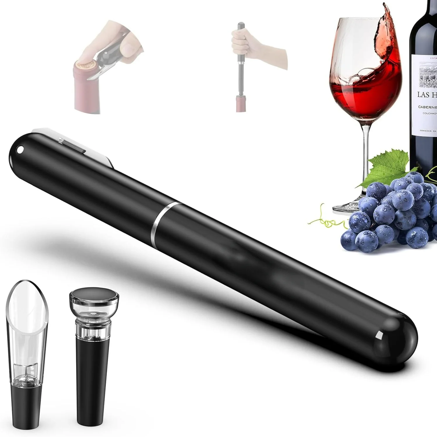 Air Wine Bottle Opener Set with Foil Cutter, Pourer, Vacuum Stopper, Portable Corkscrew - Travel Essential for Wine Lovers
Air Wine Bottle Opener Set with Foil Cutter, Pourer, Vacuum Stopper, Portable Corkscrew - Travel Essential for Wine Lovers