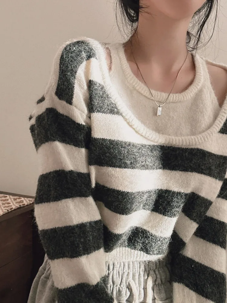 Striped Knitted Vest Autumn Sle Loose Fit Soft Cozy Sweater Versatile Commute round Ne Lantern Sve No Brand Registered
Striped Knitted Vest Autumn Sle Loose Fit Soft Cozy Sweater Versatile Commute round Ne Lantern Sve No Brand Registered
