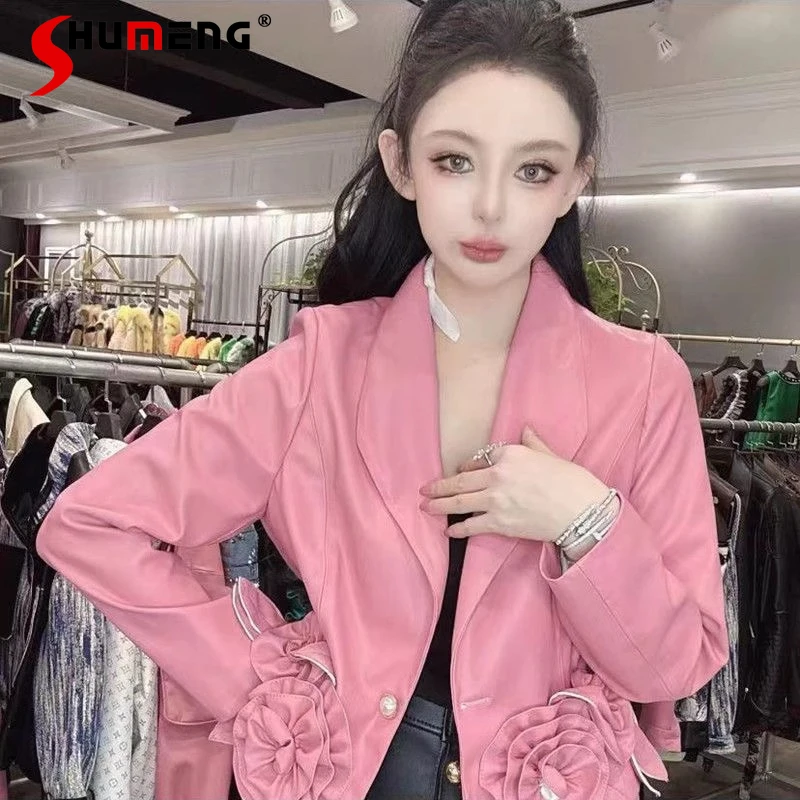 Women's 2025 Spring Autumn Tops Three-dimensional Rose Design Long Sleeve Blazers Ladies V-neck Short Style Small Suit Jackets
Women's 2025 Spring Autumn Tops Three-dimensional Rose Design Long Sleeve Blazers Ladies V-neck Short Style Small Suit Jackets