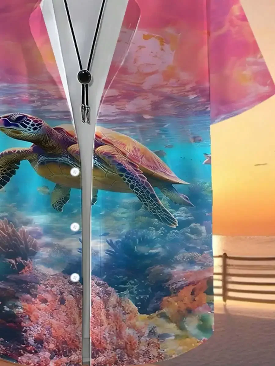 3D Printed Mens Beach Casual Short Sleeve Button Up Shirt With Ocean Turtle And Coral Reef Design
3D Printed Mens Beach Casual Short Sleeve Button Up Shirt With Ocean Turtle And Coral Reef Design